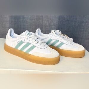 NEW! Adidas Sambae White and Mint Women's Sneakers 6